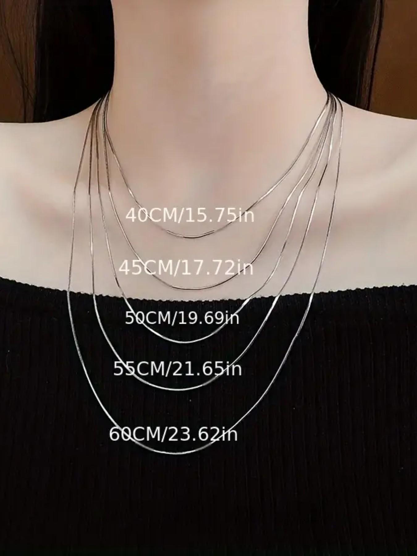 S925 Sterling Silver Simple Box Chain Design Necklace, Snake bone chain, Fashion Jewelry for Party, Daily Clothing Decor, Trendy All-match & Exquisite Jewelry for Birthday Gift