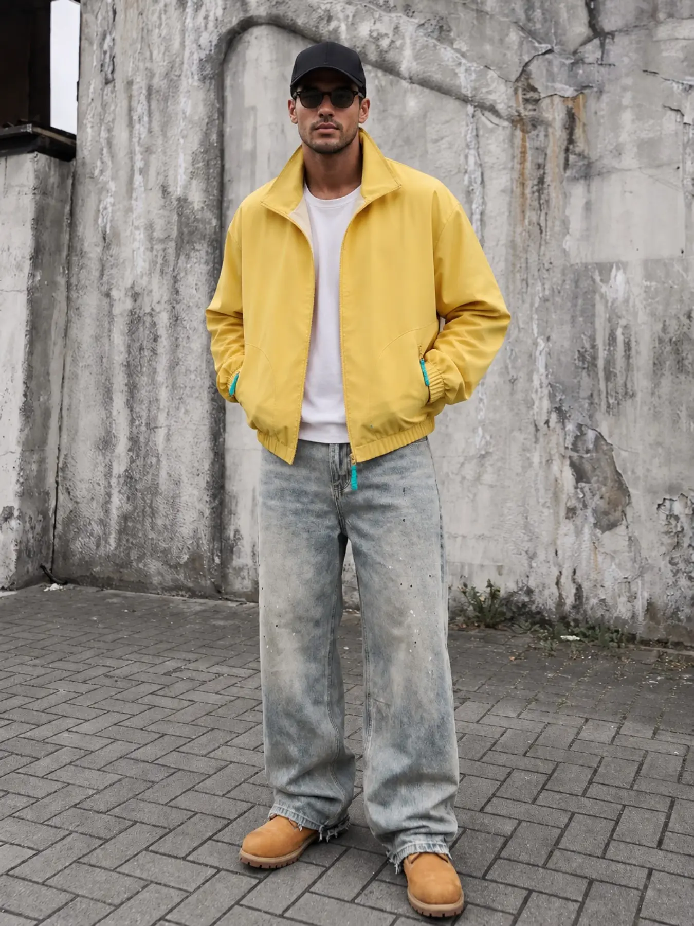 Vintage Coach Jacket Men, Bright Loose Fit Sports Coat, Street Fashion Retro Top, Streetwear Outerwear, Casual Outerwear with Letters Pattern