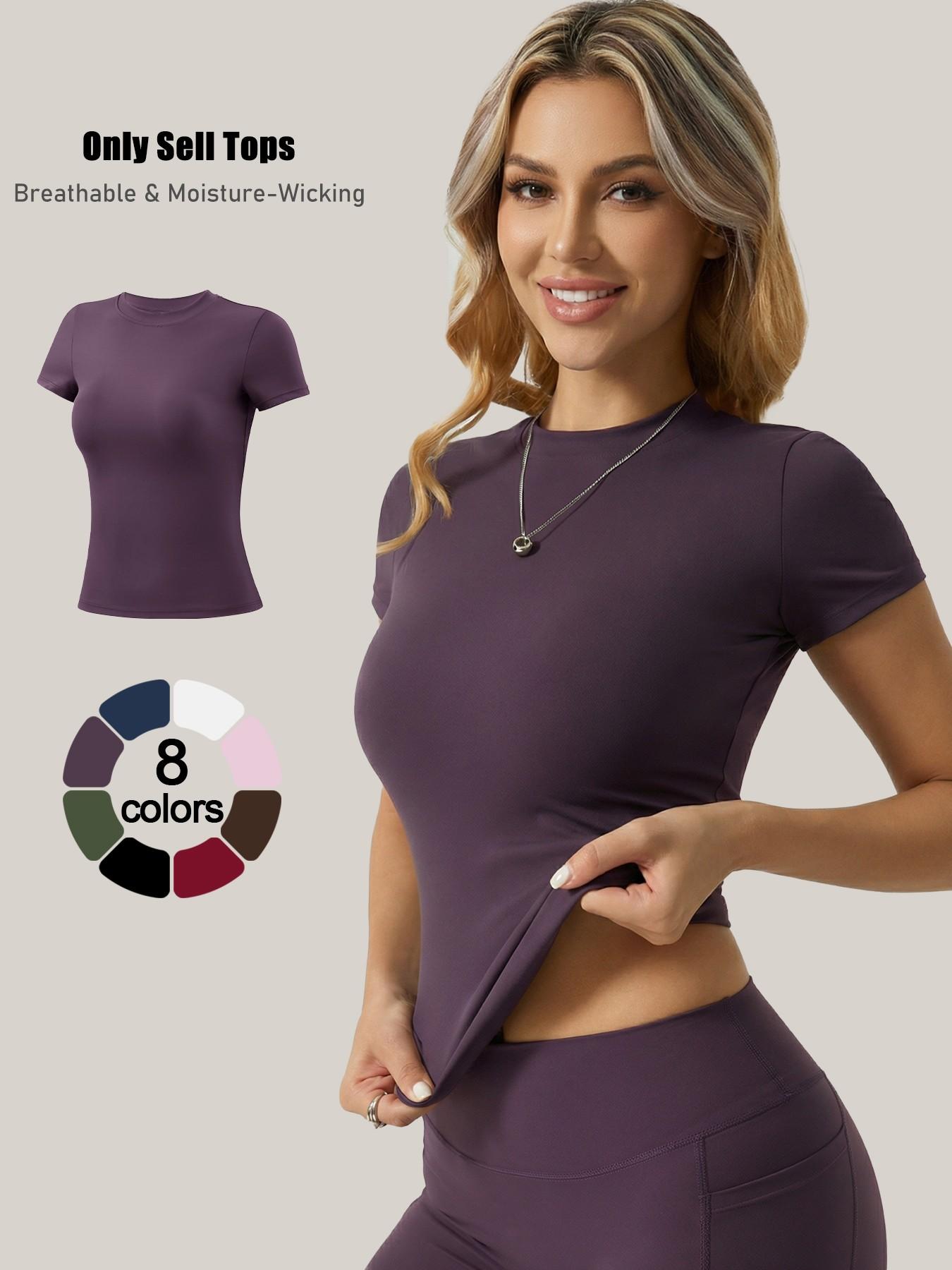 Women's Short Sleeve Workout Tops - High-Elasticity Slim-Fit Yoga Tee, Breathable Quick-Dry Fitness Shirt for Gym, Running Training & Casual Daily Wear