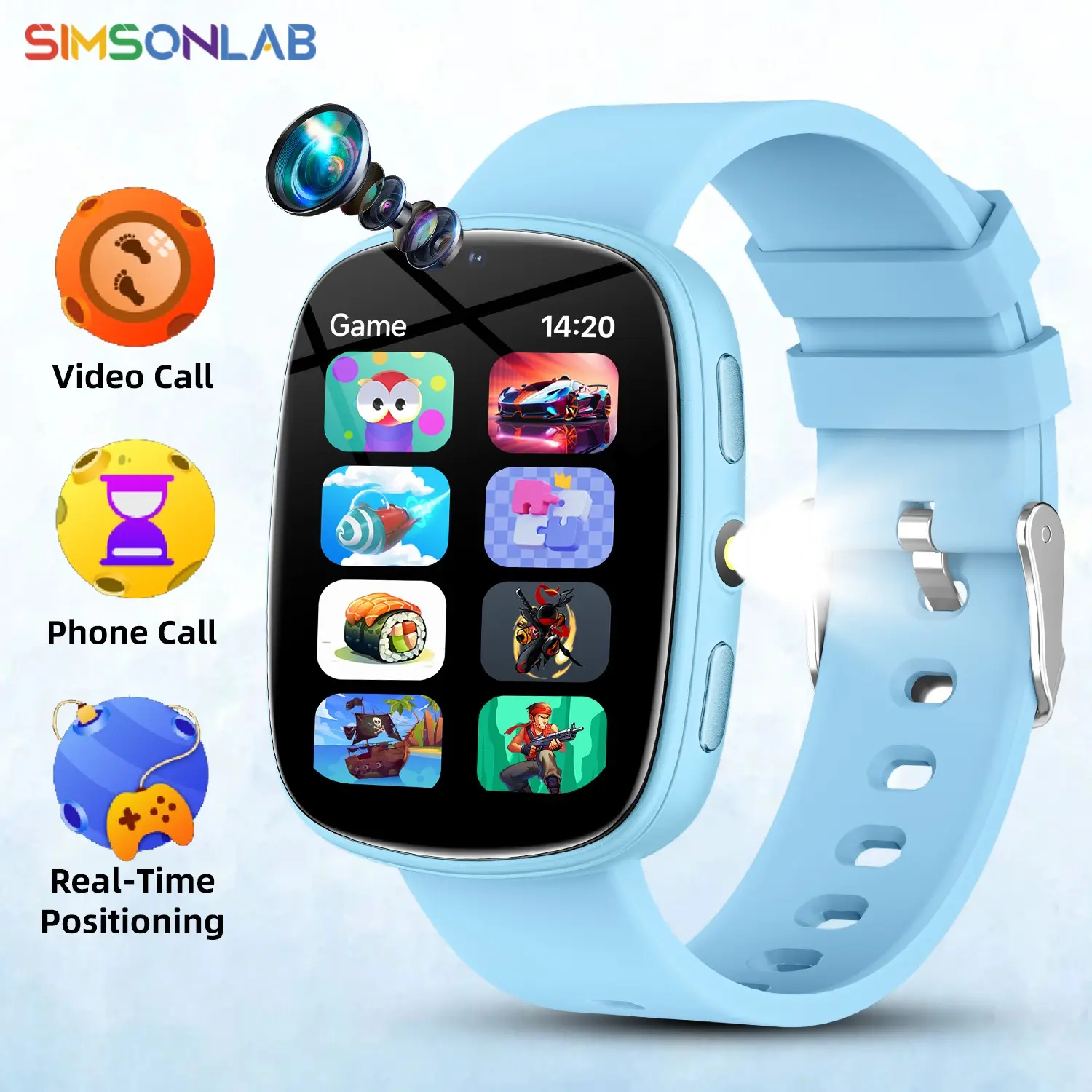 SIMSONLAB 1.83 Inch Smart Watch for Kids,22 Games,HD Camera,Multiple Sports Modes, Music Control, Wireless Calls, Voice Reminders, Compatible iOS Android，Perfect Gift for Christmas, Holiday Gift Smartwatch