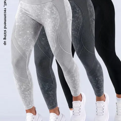 【Black Friday】Women’s 3-Piece Seamless High-Waisted Sports Leggings Set, Tummy-Control and Butt-Lifting Contour Design, Knit Activewear for Fitness, Gym Workouts, and All-Season Wear