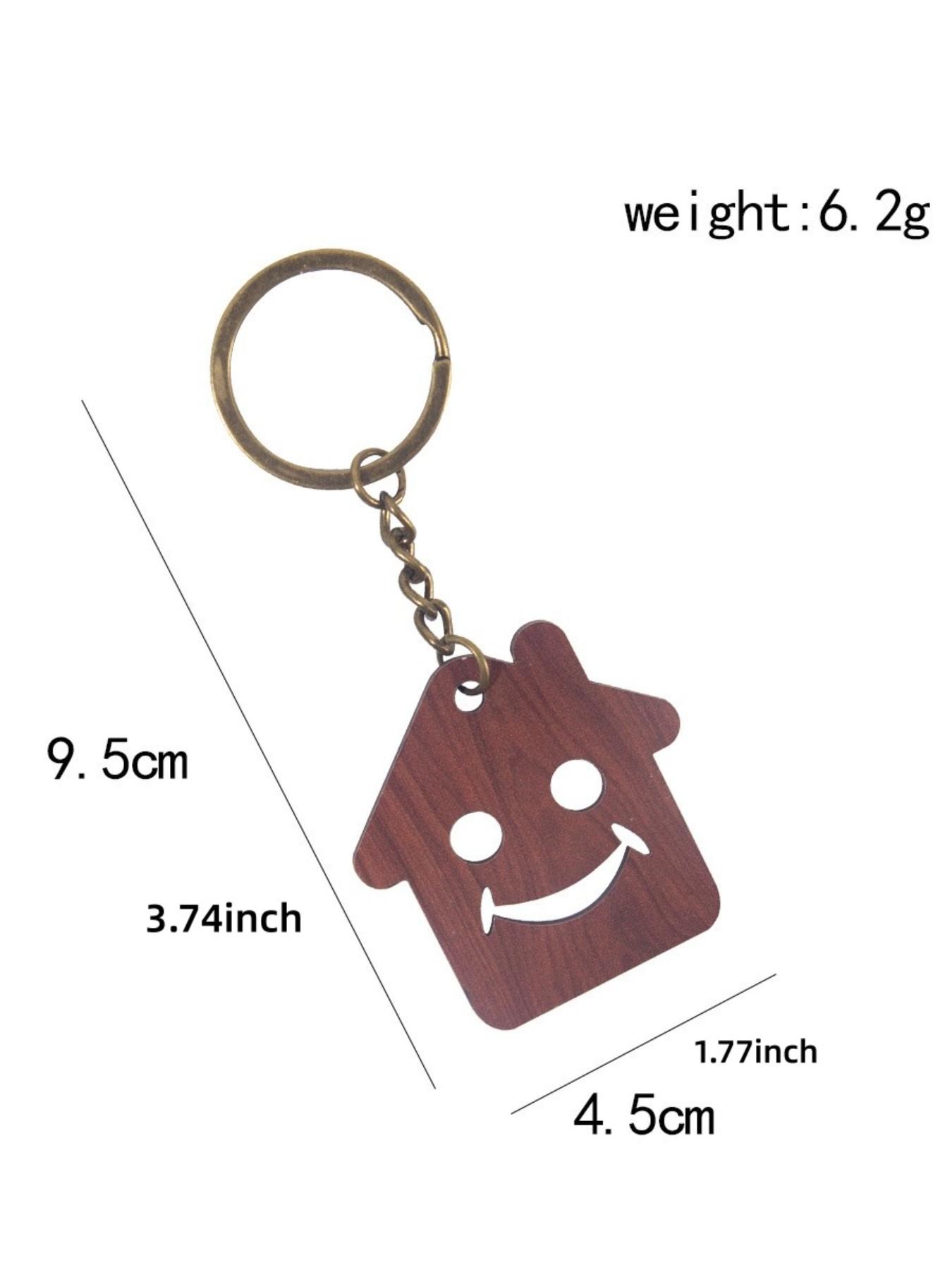 1pcs Handmade Wooden House Keychain, Customizable Shape, Engraved Wood Tag, Boho Style, Ideal for Student Graduation Season Decor