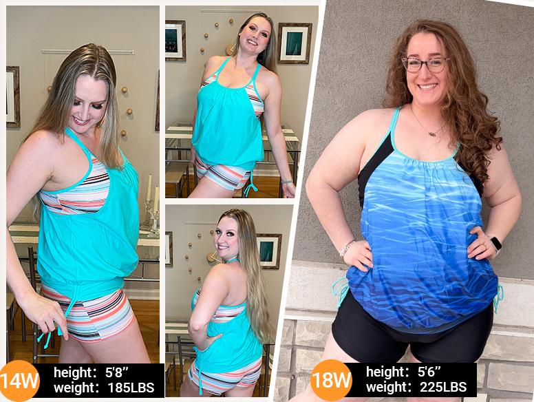 Holipick Flamingo Two Piece Plus Size Tankini Swimsuits for Women Tummy Control Bathing Suit Blouson Tankini Top with Boy Shorts