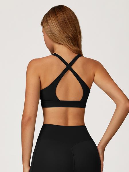 Women's High-Impact Sports Bra, Cross Back Design, Breathable & Comfortable, Ideal for Running & Gym Workouts, Ladies Fitness Apparel, Wireless Sports Bras