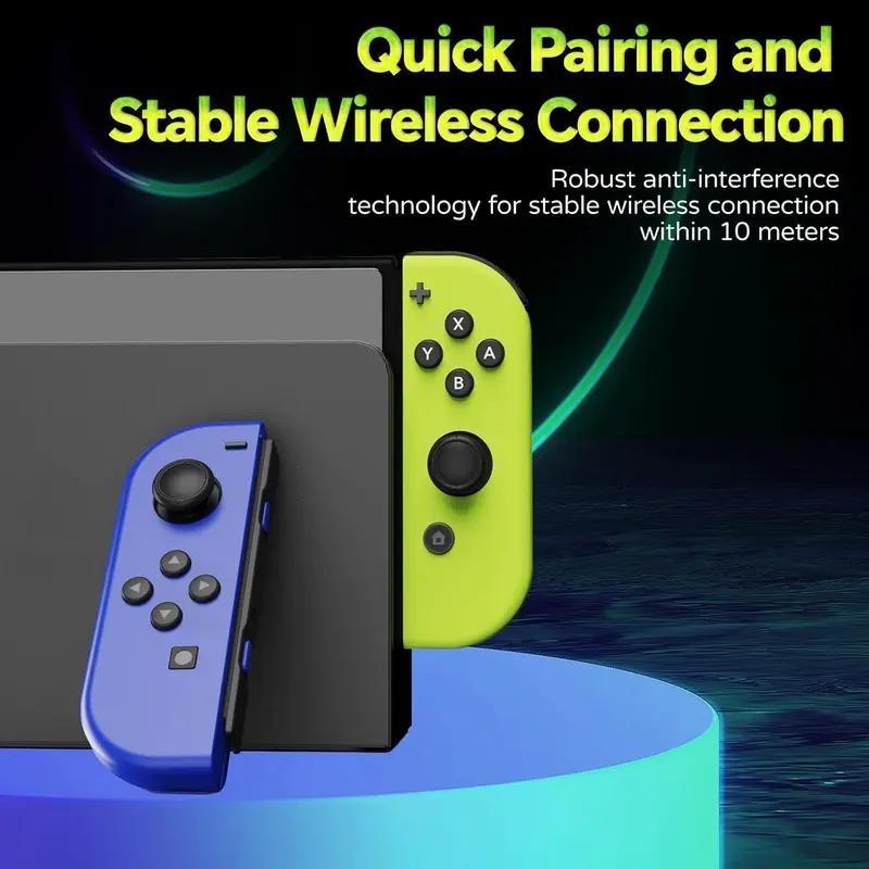 Wireless Controller for Game Handheld, Compatible with Switch Lite Oled, Dual Vibration Function, Cool Replacement Accessory
