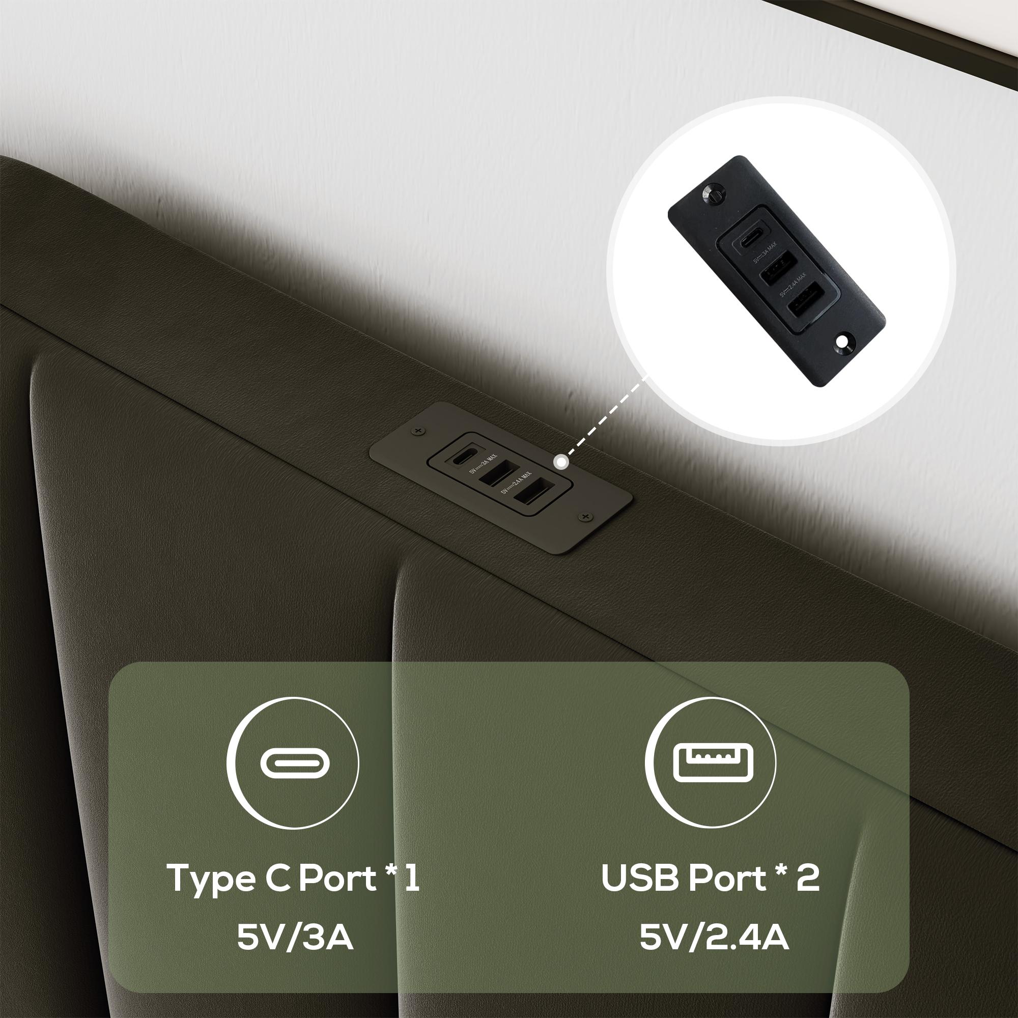 MUTICOR Upholstered Bed Frame with Power Outlets,Full/King/Queen Bed Frame, Velvet Classic Headboard & Footboard, No Box Spring Needed,Solid Wood Slats#TikTokShopBlackFriday #ChristmasGifts