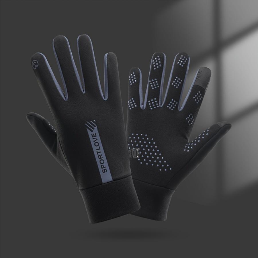 Windproof Waterproof Warm Full-Finger Gloves, Fleece Lined Thick Touchscreen Anti-Slip, Adjustable Wrist Strap, Outdoor Sports Gear