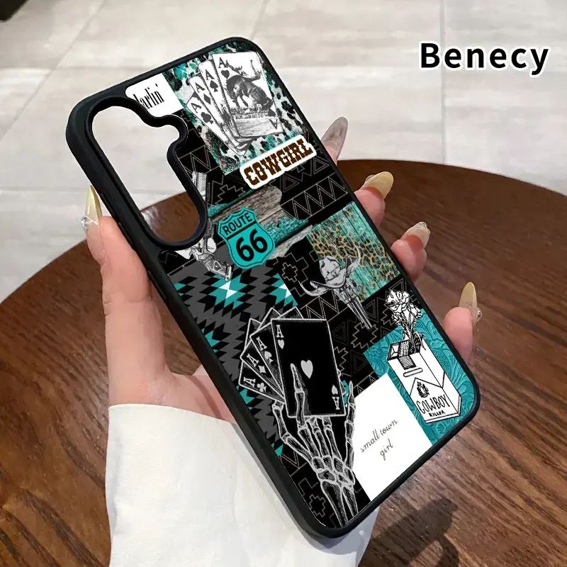 Magnetic Phone Case Compatible With Samsung Galaxy S26 Edge S23 Ultra S24 Plus FE S25 S22+ Cowgirl Dreamscape Pattern Non-Yellowing Shockproof Soft Silicone Transparent Acrylic Cover