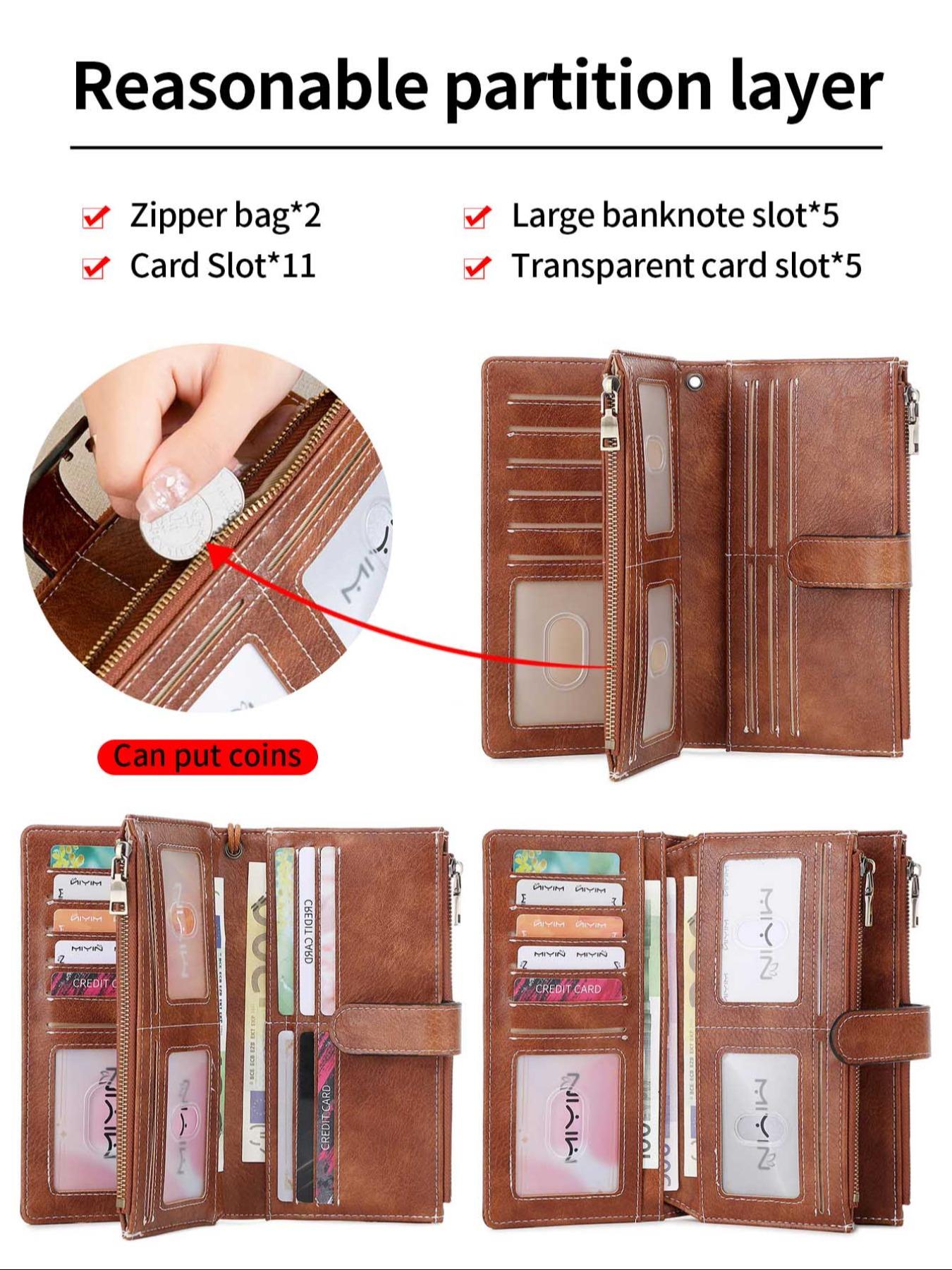 Women's Solid Color Long Wallet, Casual Wallet, Fashionable PU Leather Zipper Wallet with Wrist Strap, Multi-functional Card Holder for Daily Use, Christmas Gift, Valentine's Day Gift, Ideal Gift