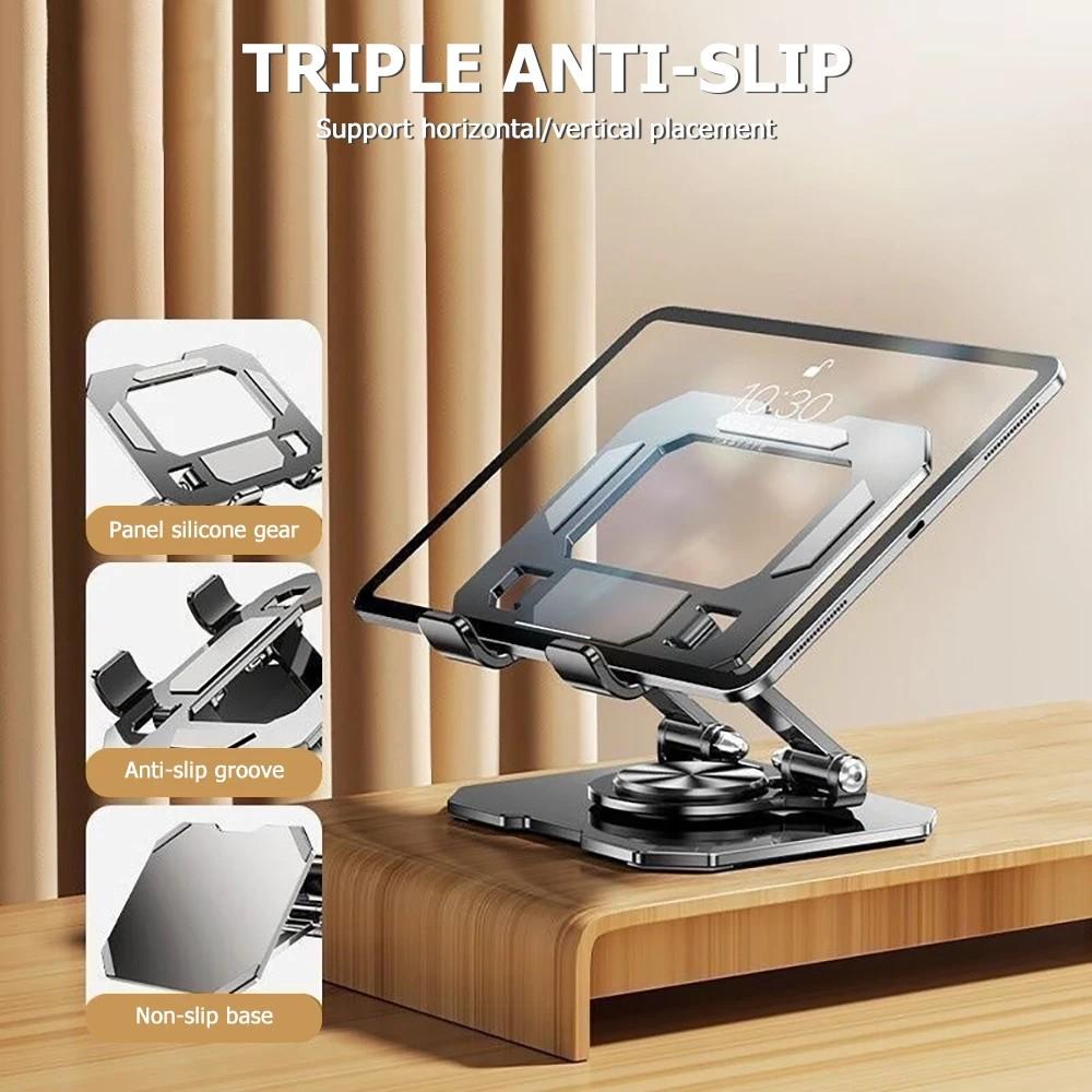 360 Degree Metal Desktop Stand, Foldable and Adjustable Ergonomic Design, Durable Aluminum Alloy Structure, Ideal for Office Use, Portable Laptop Stand, Computer Stand