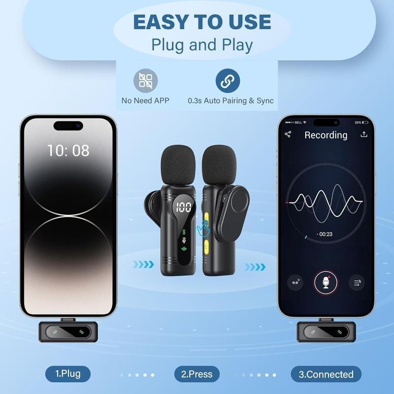 2026 New Model,Mini Pro Wireless Lavalier Microphone for iPhone, iPad, Android | Intelligent Noise Cancelling, Magnetic Rotating Clip, Long Battery Life | Ideal for Video Recording, Vlogging, Teaching, Interviews, Podcasts