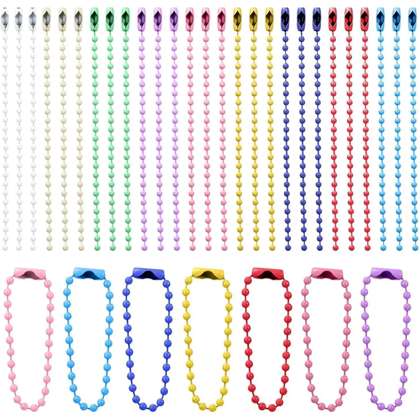 100 count Ball Bead Chain Colored 4 Inch  Tag Chain Ball Chain  Chain Ball Beads Chain  Chains Ball Chains with Connectors for  Making Necklace   Tag DIY Crafts