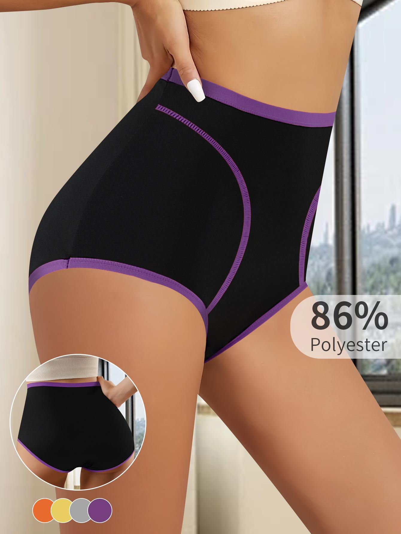 QUASTI 4/8pcs Comfy Chic Colorblock Briefs - Panties with Soft Fabric, Soft Intimates for Women's Lingerie & Underwear - Everyday Basic Essential for Comfort and Confidence