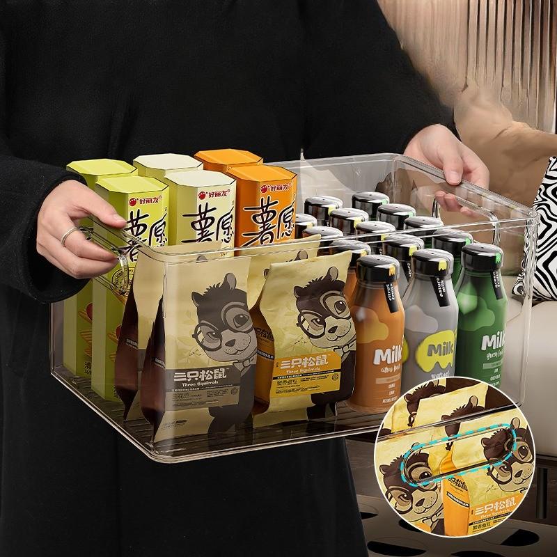 Transparent Plastic Storage Basket, Long Rectangular Organizer Box, Desktop Snack & Miscellaneous Item Holder, Cabinet Drawer Accessory