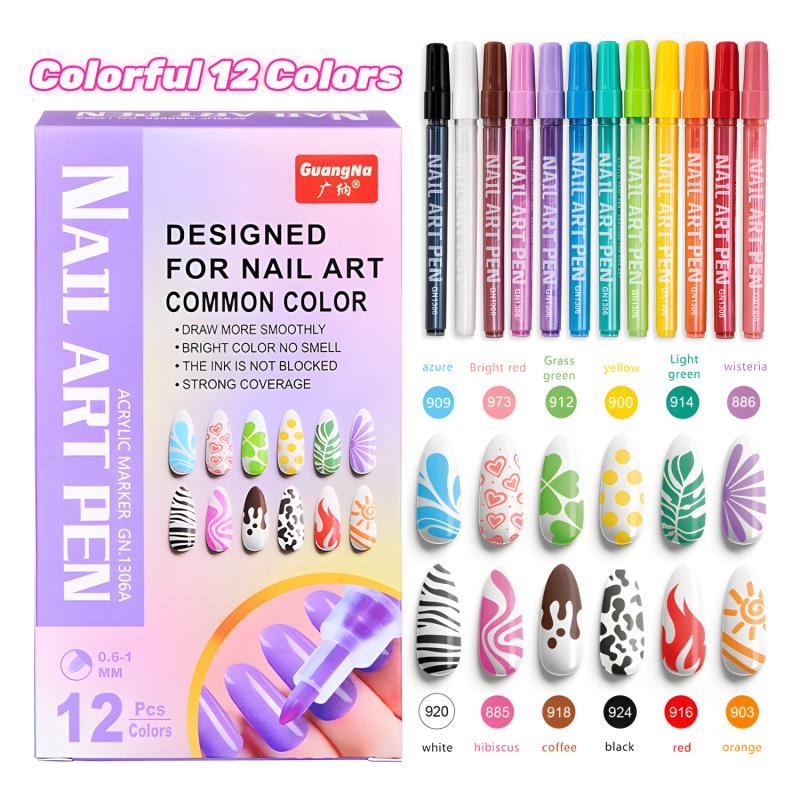 12/24/31 Colors Nail Art Pens Set, Nail Art Markers Polish Pen for 3D Nail Art, Drawing Painting Liner Brush for DIY Nail Art Beauty Adorn Manicure Tools