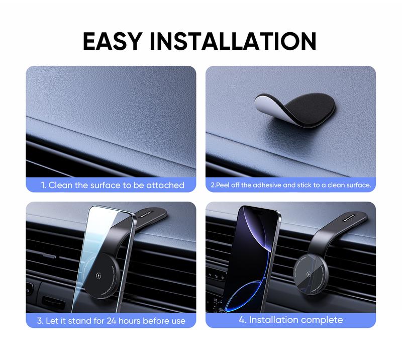 NEW - MAGIC JOHN Magnetic Car Mount – Bendable, MagSafe-compatible, strong magnet, one-hand use, air vent friendly