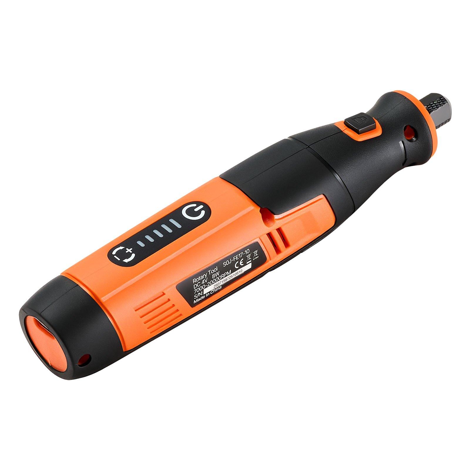 VEVOR 73-Piece 4V Cordless Adjustable Speed Rotary Kit, 6.38x1.38x1.57 in Portable Mini Power Tool with 5-Level 7000-20000 RPM, Fast Charging for Pet Furniture Engraving, Sanding, Cutting, Ergonomic