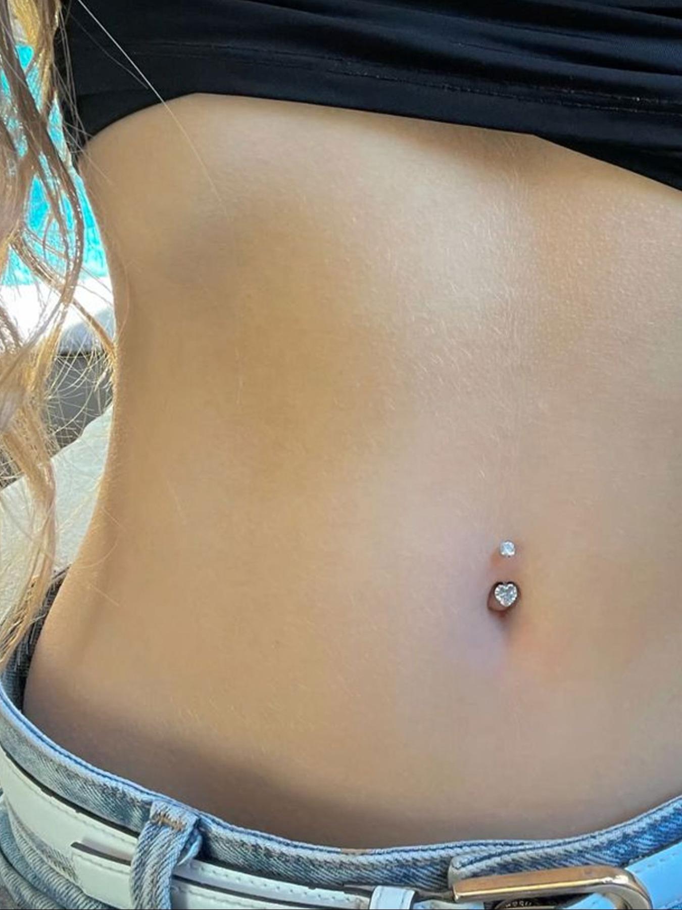 Stainless Steel Cz Belly Ring Set, Belly Button Piercing, 5 Counts Navel Piercing Jewelry, Elegant Design for Women and Girls, Perfect Gift for Holidays