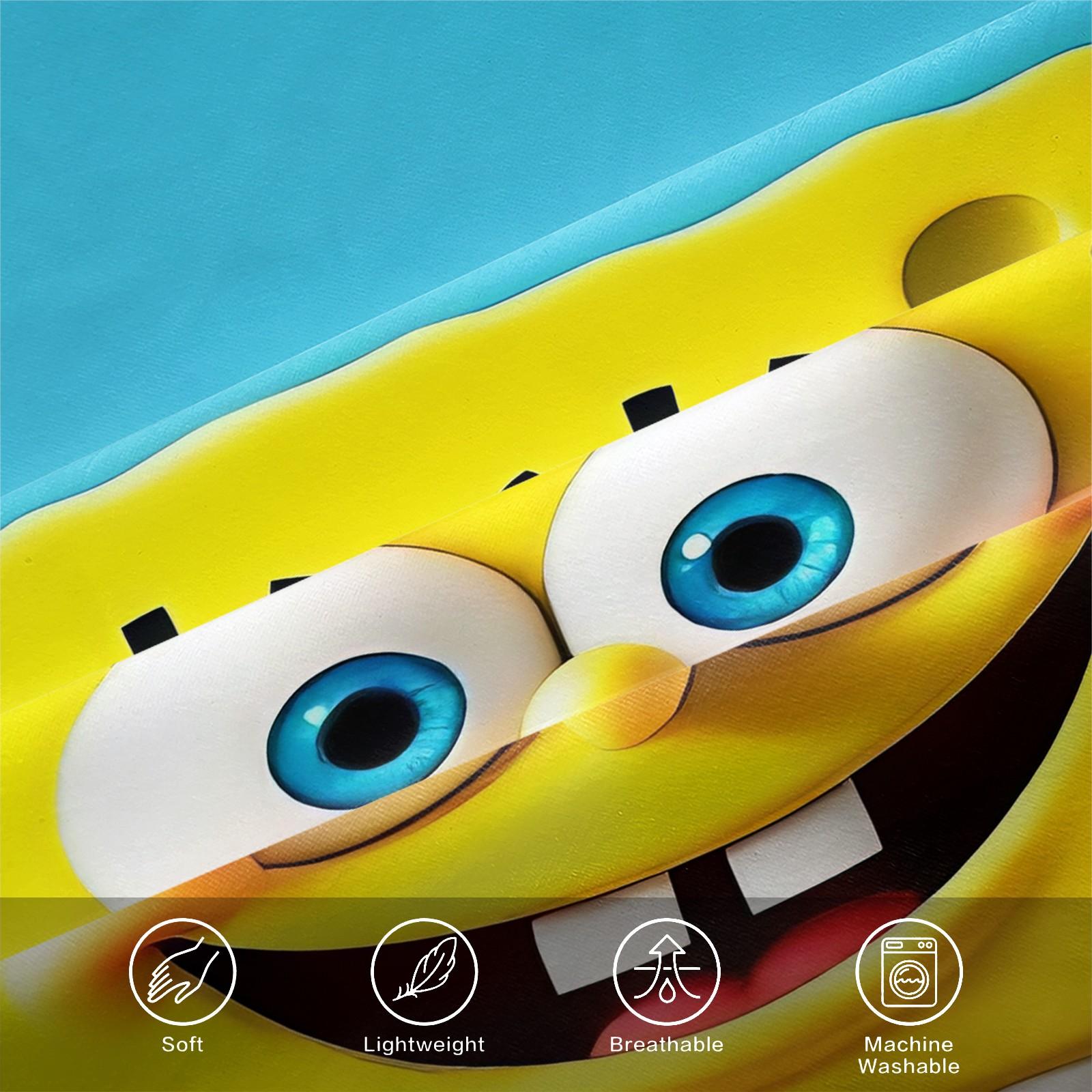 3 Piece Spongebob Pattern Fitted Sheet Set, Soft And Durable Bedding Set Includes 1 Piece Flat Sheet And 2 Pieces Pillowcases, Daily Holiday Birthday Gift Bedroom Decorations For Kids And Adults