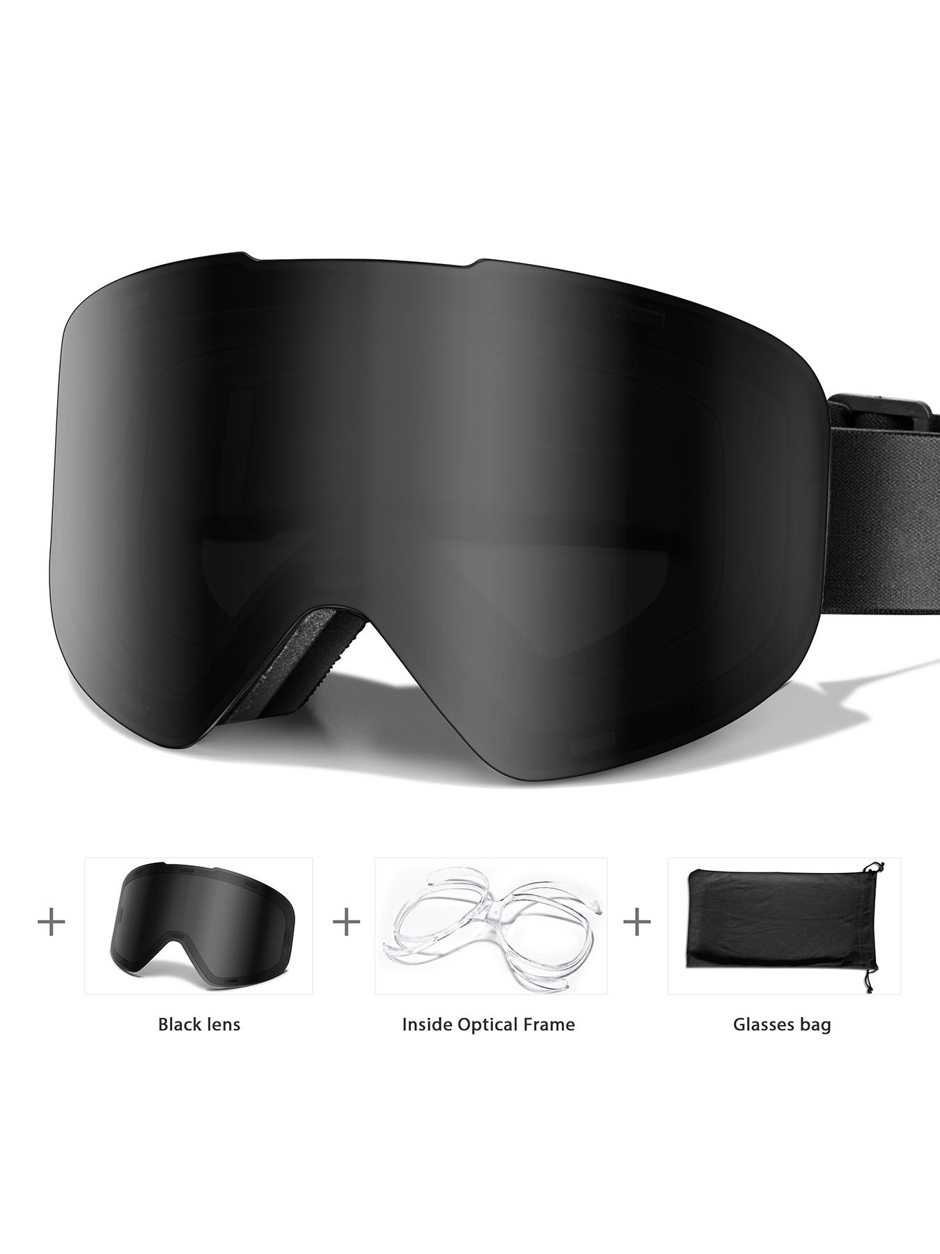 Ski Goggles with Uv400 Protection+ Replacement Lenses, Anti-Fog, Interchangeable Magnetic Lenses, OTG-Friendly, Frameless Design, Snowboard Goggles for Men Women