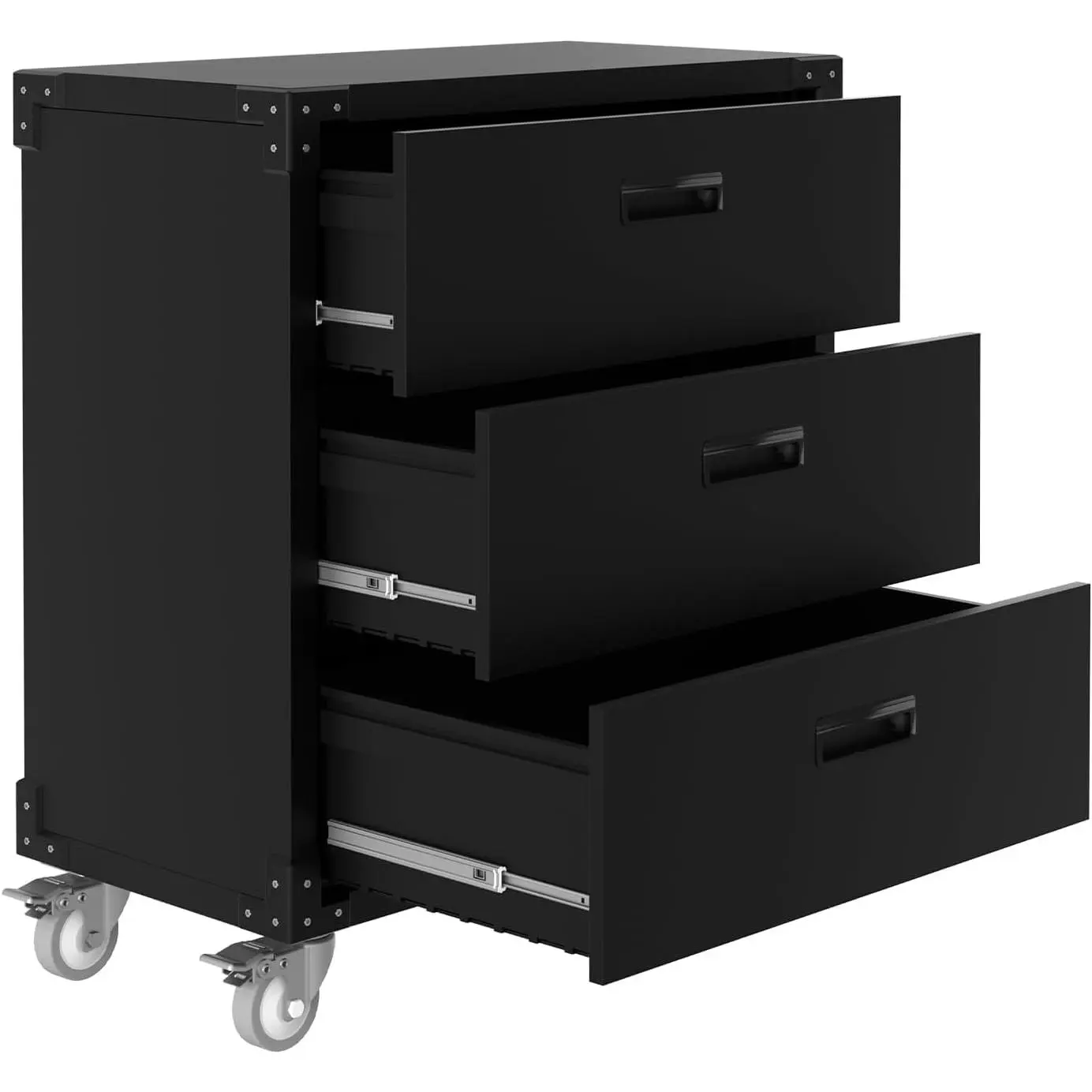 3 Drawer Rolling Tool Cabinet, Heavy Duty Metal Workbench on Wheels, Mobile Garage Storage Cart with Lockable Drawers & Easy Assembly, for Warehouse, Basement, Workshop, Home Organization