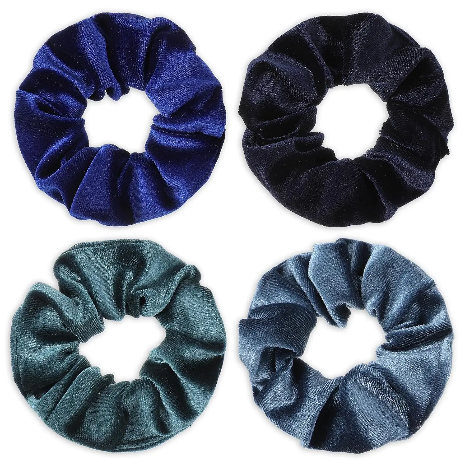 Large Scrunchies for Women 4Pcs Velvet Jumbo Scrunchies for Hair Soft Ponytail Holder Cute Colors Elastic Hair Bands Fashion Bulk Hair Ties for Teens Girls Thick Curly Thin Fine Hair (Dark series)