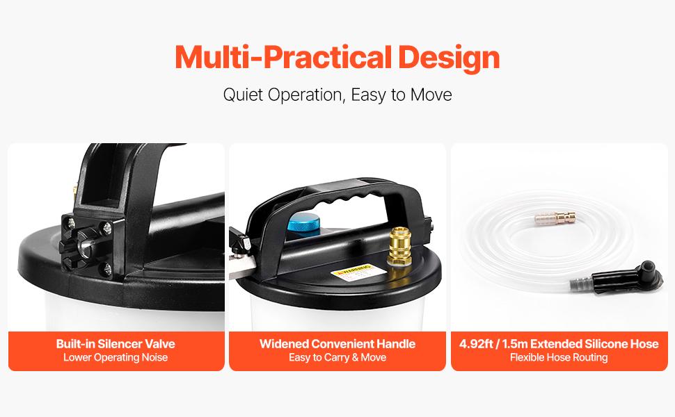 VEVOR Brake Bleeder Kit, 3L Brake Fluid Extractor with 1L Siphon Refilling Bottle 13 Hose Connectors, Complete Brake Fluid Bleeder Kit with Extended Silicone Hose Handle, Fit for Most Vehicles