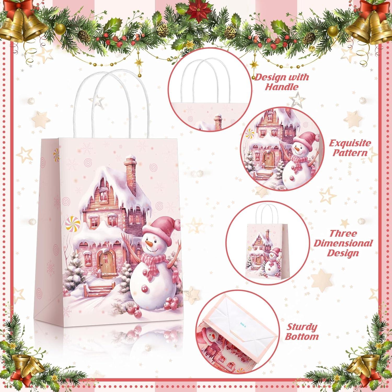 Christmas Party Gift Bags, Paper Santa Claus Gifts with Handles, Perfect for Holiday Decorations and Candy Packaging