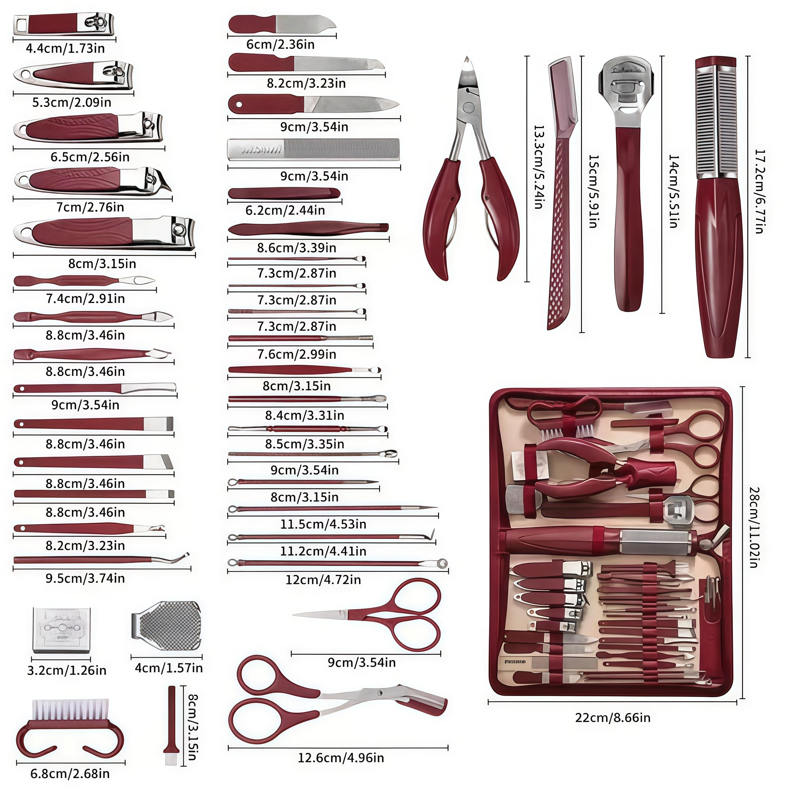 Deluxe 42/26/9PCS Multi-Functional Stainless Steel Manicure Personal Care Set - Professional Household Nail & Pedicure Kit for Women/Men w/Leather Zipper Case | Holiday Gift! Travel Grooming Tools Bag + Cuticle Nippers, Scissors, Ear Spoon, Nail Clippers