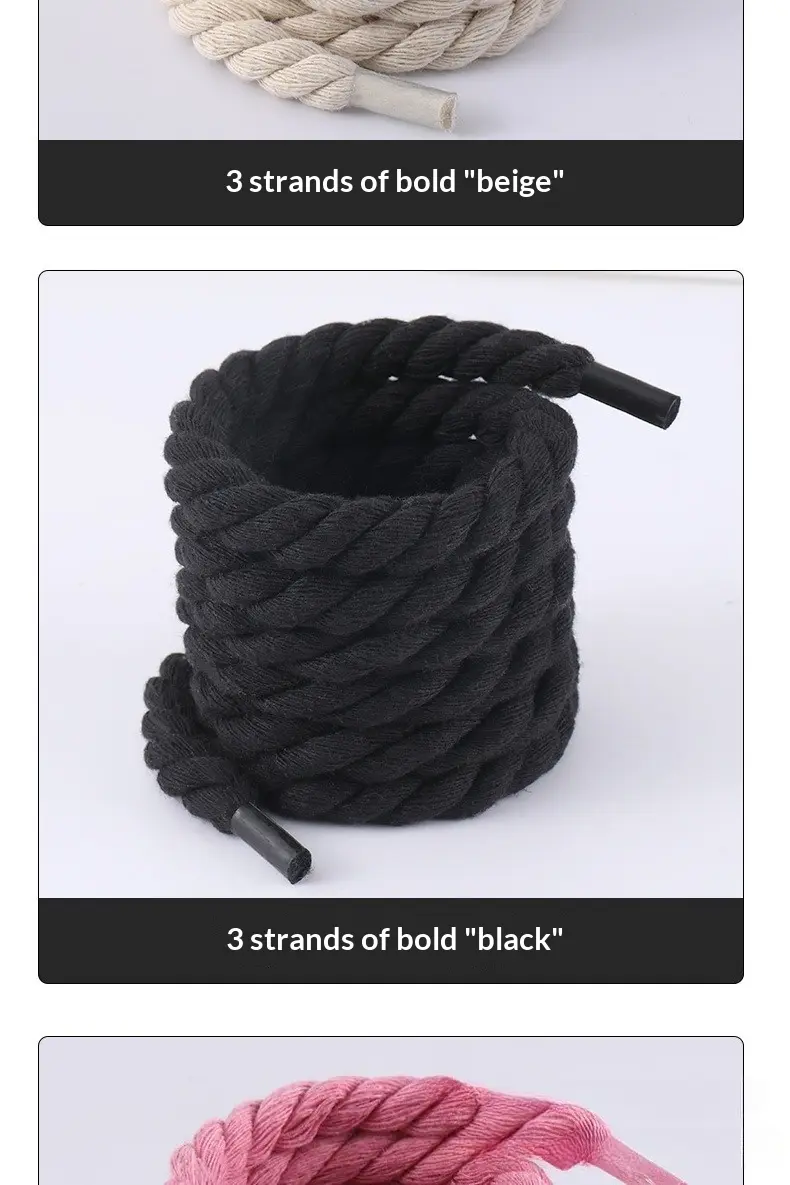 Handmade Viscose Rope Braided Shoelaces - Jute Look, Durable Lace Core, Thick, Abrasion Resistant, Casual Shoe Accessories for Sport Shoes, Back to School, Abrasion Resistant Shoelaces