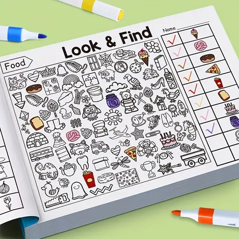 Kids Hidden Object Coloring Book with 100+ Find-and-Color Pages, Varied Pages, Fun, Interactive Search Seek-and-Color Activity Workbook for School, Home and Travel, Colouring Activity Book