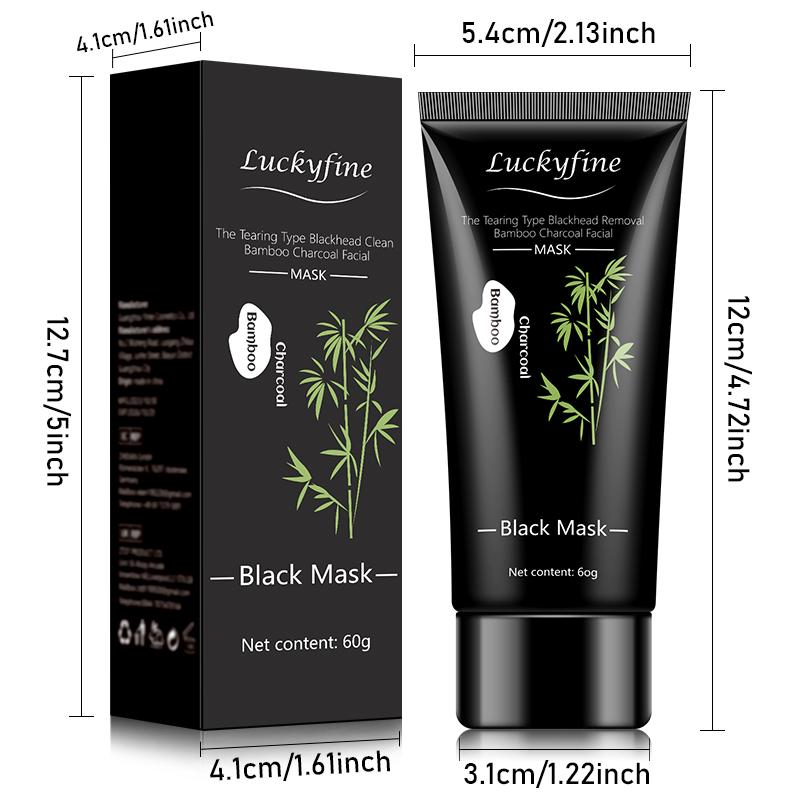 [Two Pack]ROZINO Bamboo Charcoal Facial Mask 60g - Blackhead Clean Pore Cleansing Purifying Exfoliating Super Moisture Peel Skincare for Radiance Hydration - Outdoorfun Gentle