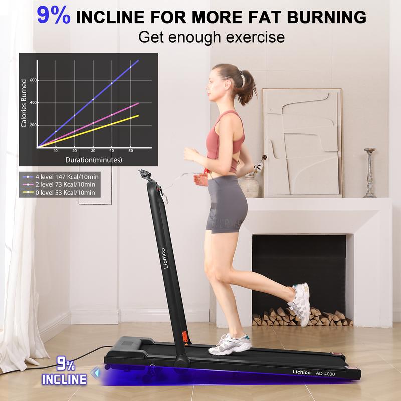 8.7MPH LICHICO Treadmill with 4-Level Incline, Flat/Incline Modes, Remote Control, Quiet Motor, Stable 2-in-1 Running Machine for Home & Office Fitness 8.7MPH LICHICO Treadmill with 4-Level Incline, Flat/Incline Modes, Remote Control, Quiet Motor, Stable 2-in-1 Running Machine for Home & Office Fitness