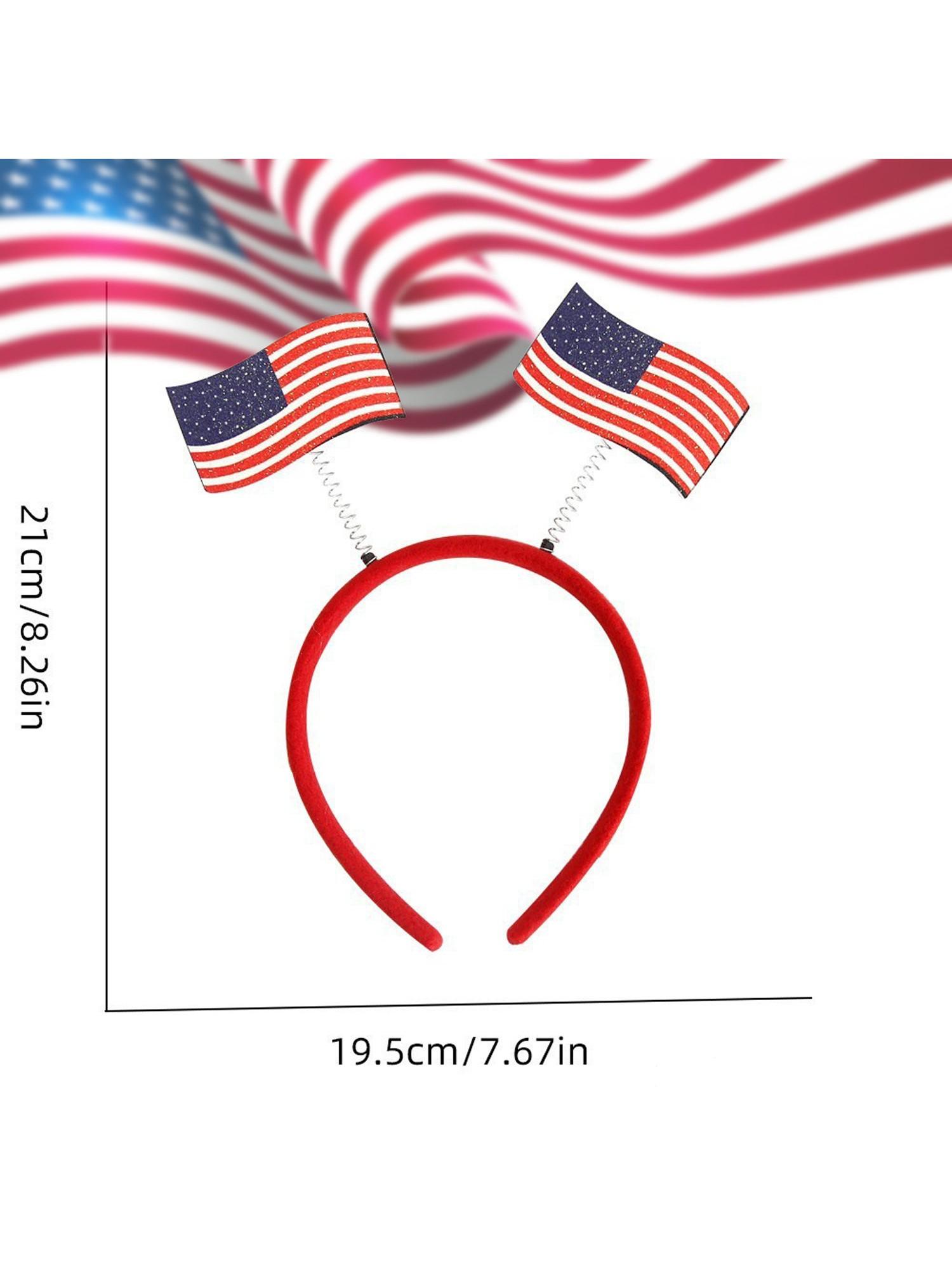 5 Piece Flag Element Hairbands Fan Support Headwear Party Photo Decoration Elastic Hair Bands, Colorblock Pattern, All Seasons