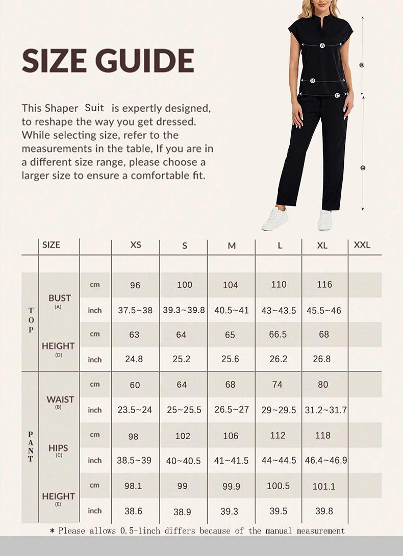 Cimmuovere Women's Solid Notched Neck Batwing Sleeve Top & Drawstring Waist Pants Two-Piece Scrub Set, Casual Cap Sleeve Top & Pocket Trousers for Summer, Women's Uniforms for Work, Medical Scrub Sets, Hospital Working Scrubs, Workwear
