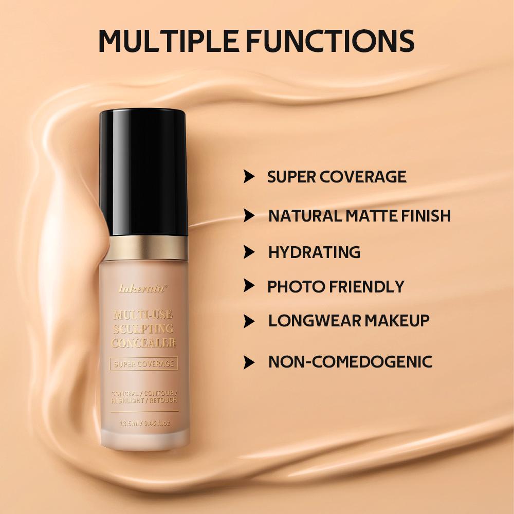 lakerain Multi-use Sculpting Concealer, High Coverage, Long-Lasting Matte Finish, All-in-One For Concealing, Contouring & Highlighting, Natural Flawless Makeup, Skin-Friendly Formula, Multiple Shades Options, Must-Have Cosmetics for Women