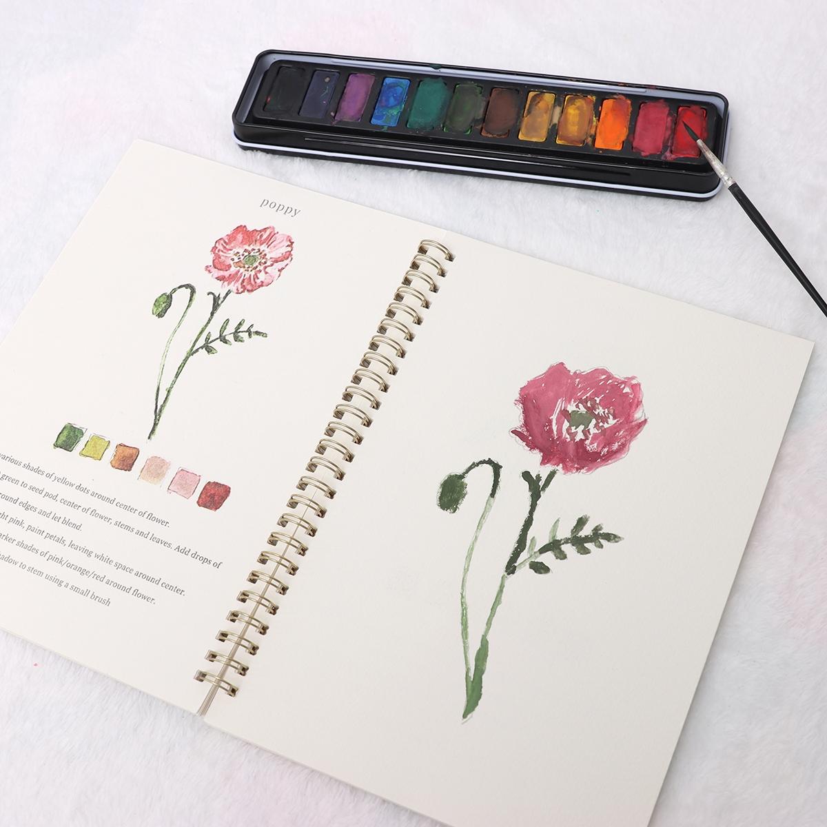 Beautiful Cartoon Watercolor Painting Book, Sketch Paper for Coloring, Water Coloring Books, Easy to Use, Ideal for Art Enthusiasts, Perfect Gift (no Brushes Included)