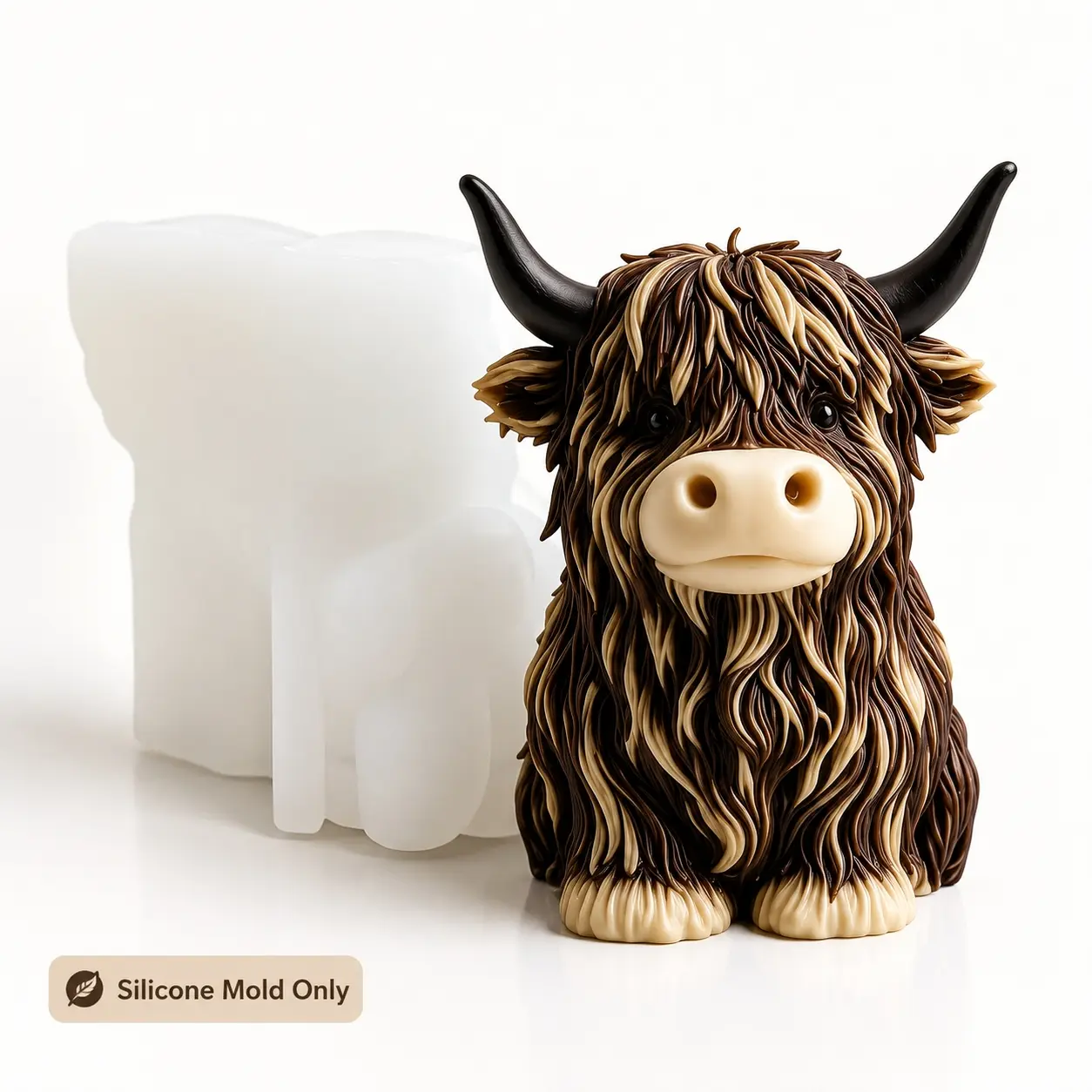 3D Highland Cow Silicone Chocolate Mold, Mini Cute Cow Candy Mold for Chocolate, Fondant, Gummies, Cake & Dessert DIY, Silicone Baking Molds