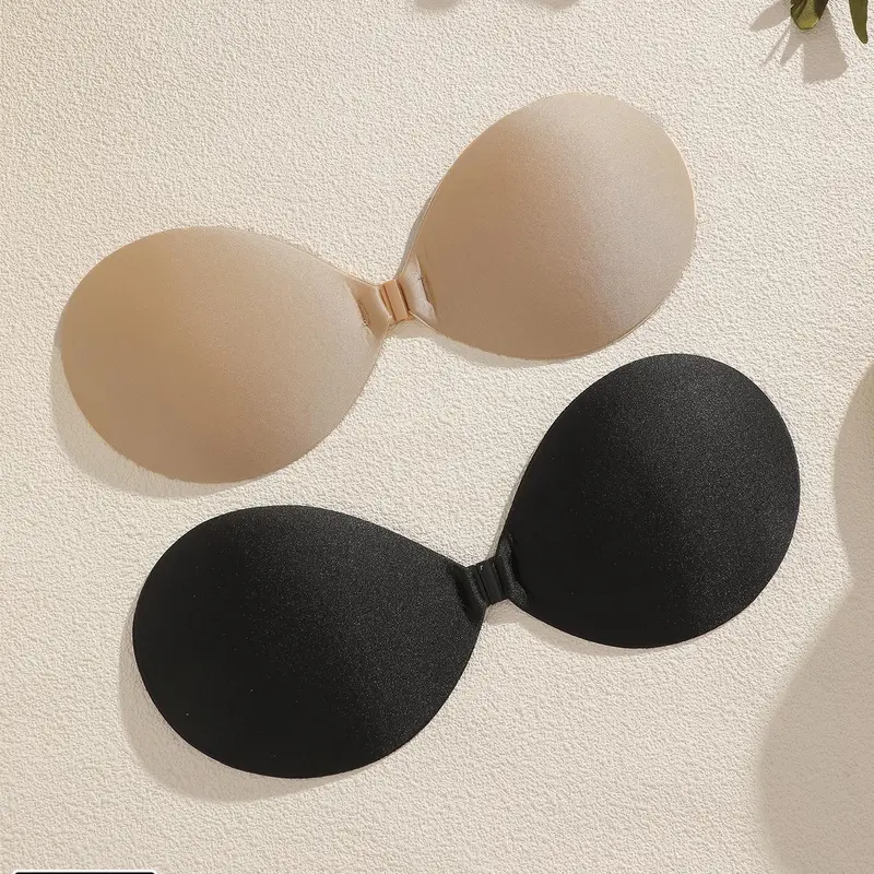 【Black Friday】2-Pack Women’s Solid Silicone Strapless Bras with Front Buckle, Minimalist Invisible Lingerie for Daily Wear, Underwear