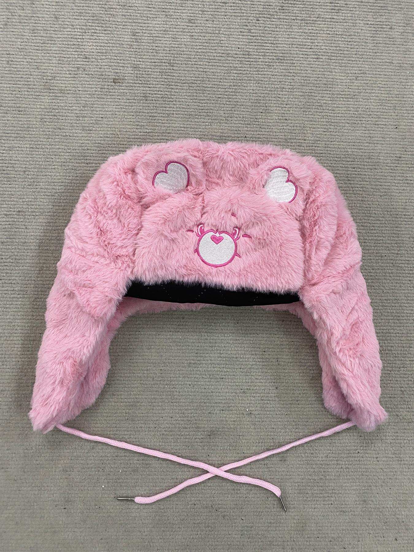 Autumn Winter Fashion Beanie Hat, Warm Cartoon Embroidery Pattern, Unisex Fitted Plush Cap, Street Style, Fall & Winter