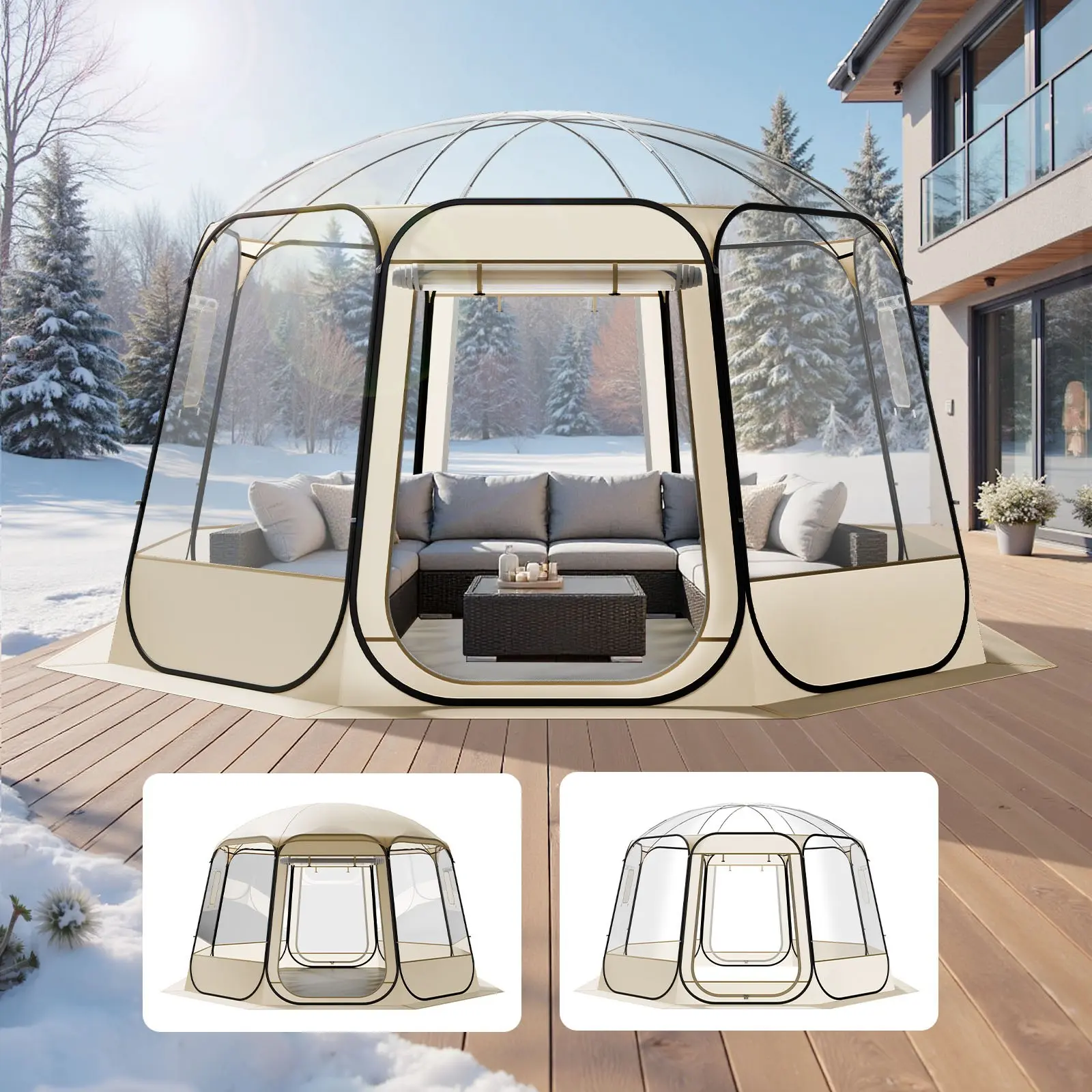Pop Up Bubble Tent, Clear Camping Shelter, Outdoor Garden Dome Igloo Tent with Windows and 540 deg Panoramic View for Patio and Backyard