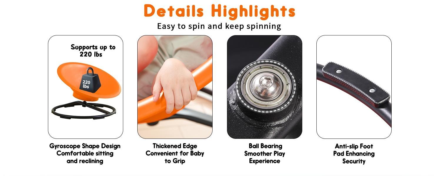 SCITOOUSA Widest Sensory Swivel Chair,Silicone Stress ReliefToy,220Lb Maximum Weight,Sensory Furniture,Sit &Spinning Toys For Age 3+,Sensory Swivel Chair Enhancing Motor Skills,Kids Furniture,Autistic/ADHD Sensory Set,Educational Indoor & Outdoor Play Fun