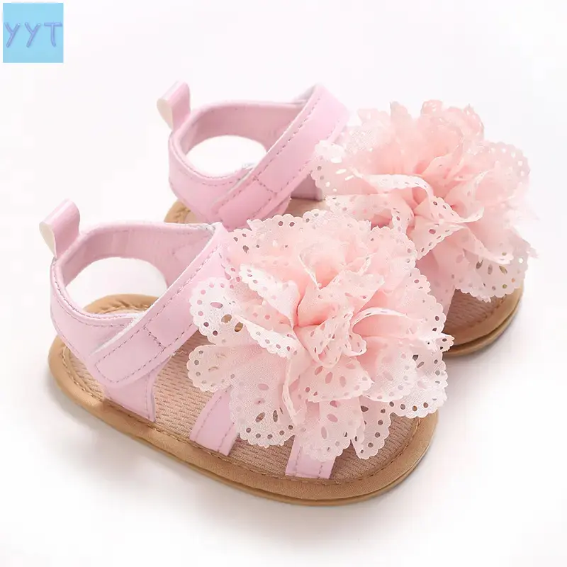 YYT1 Baby Girl Round Toe Sandals - Plaid/Flower Design Non-Flat Toddler Footwear for Casual Daily Wear