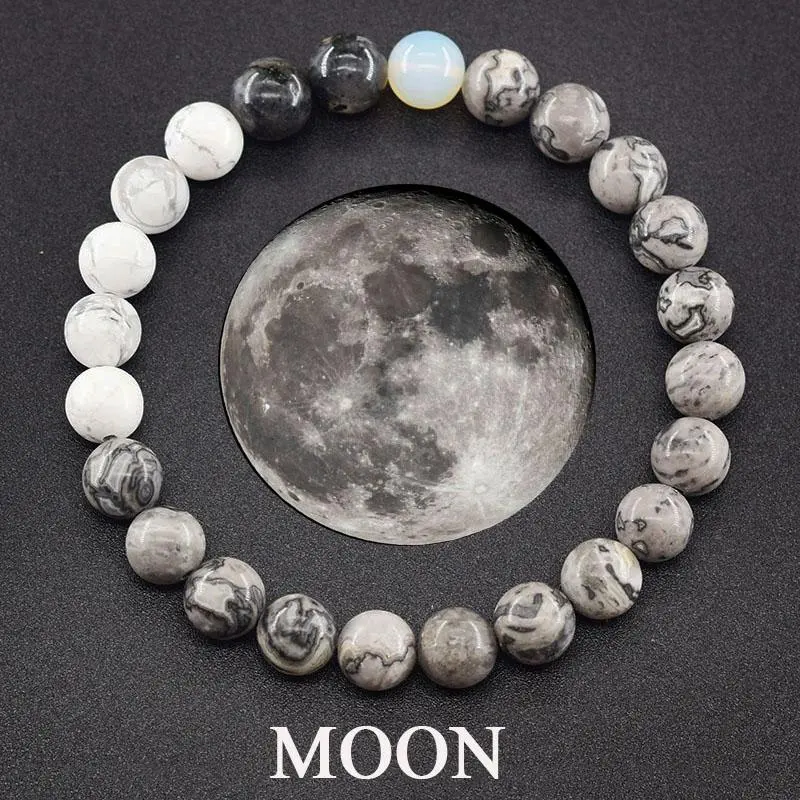 Eight Planets Bead Bracelet Men Women Natural Stone Universe Solar Syetem Earth Moon Saturn Neptune Planet Handmade Jewelry Gift