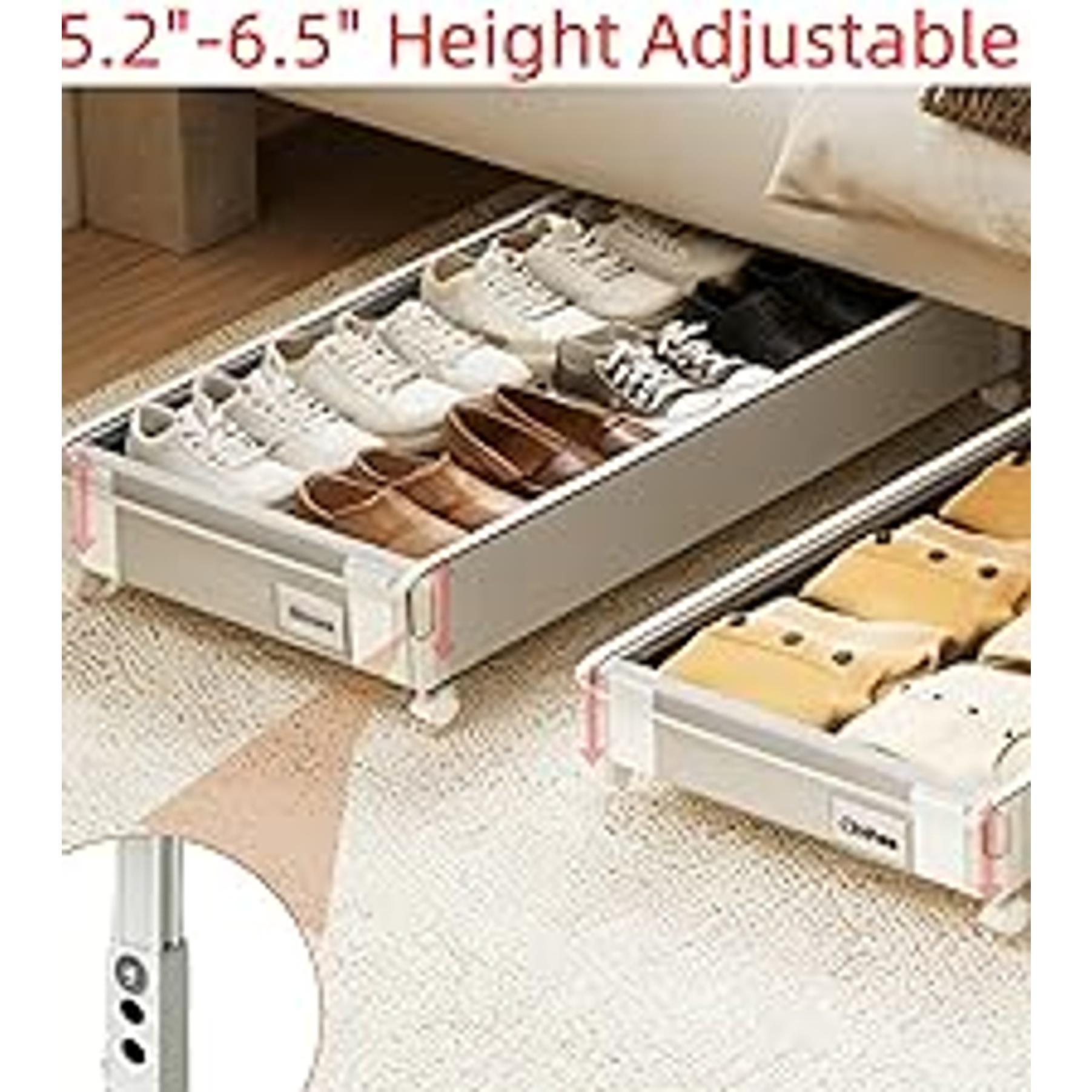2 Pack Under the Bed Storage Containers,10 inch Height Under Bed Shoe Storage,31inch Long Underbed Storage with Wheels,Large Rolling under bed Clothes Storage Drawers with Lid for Dorm Tall ,Black 2 Pack Under the Bed Storage Containers,10 inch Height Under Bed Shoe Storage,31inch Long Underbed Storage with Wheels,Large Rolling under bed Clothes Storage Drawers with Lid for Dorm Tall ,Black