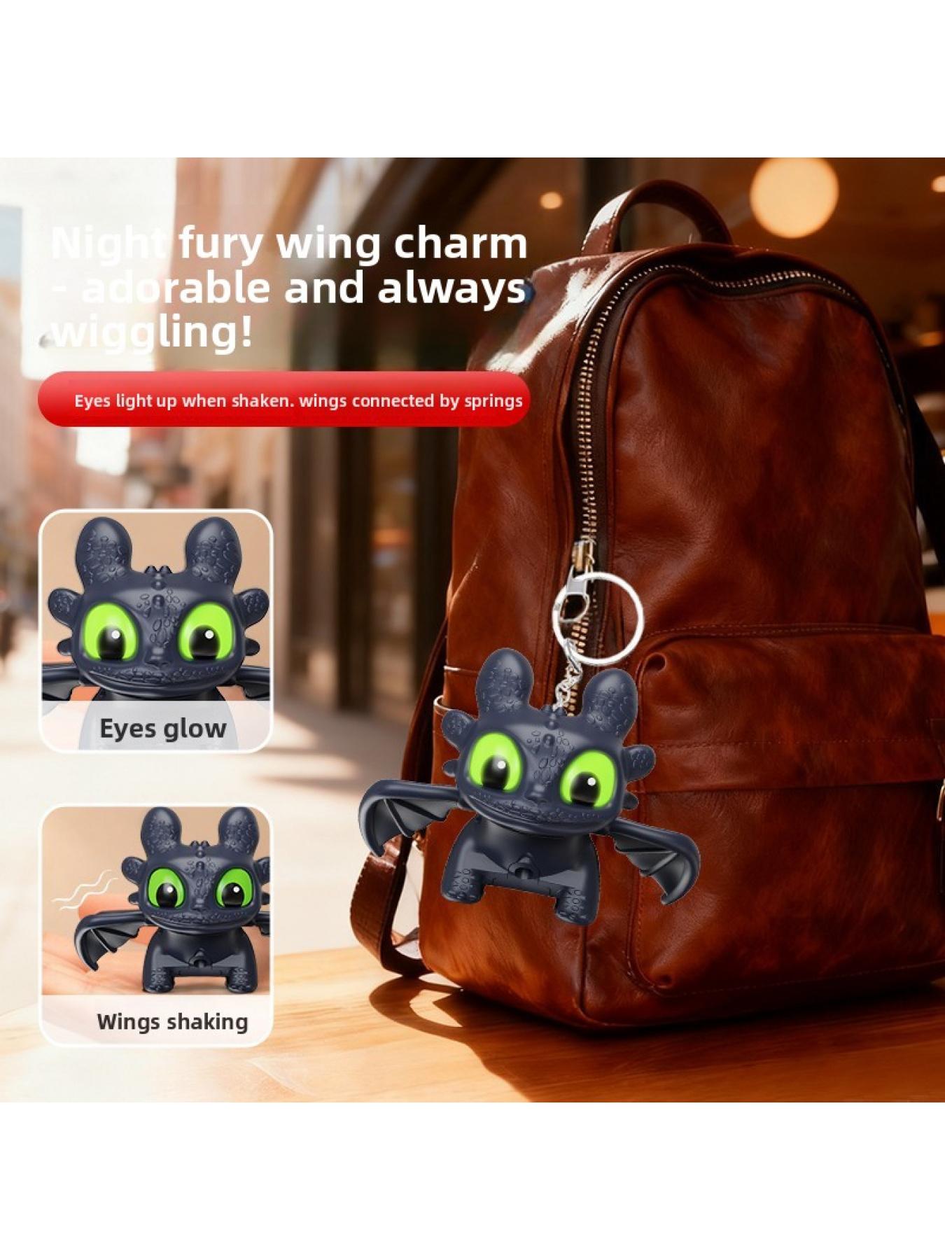 Luminous Dragon Trainer Toothless Keychain, Cute Movable Light-Up Pendant, Unique Gift for Birthday, All-Season Cartoon Style Accessory