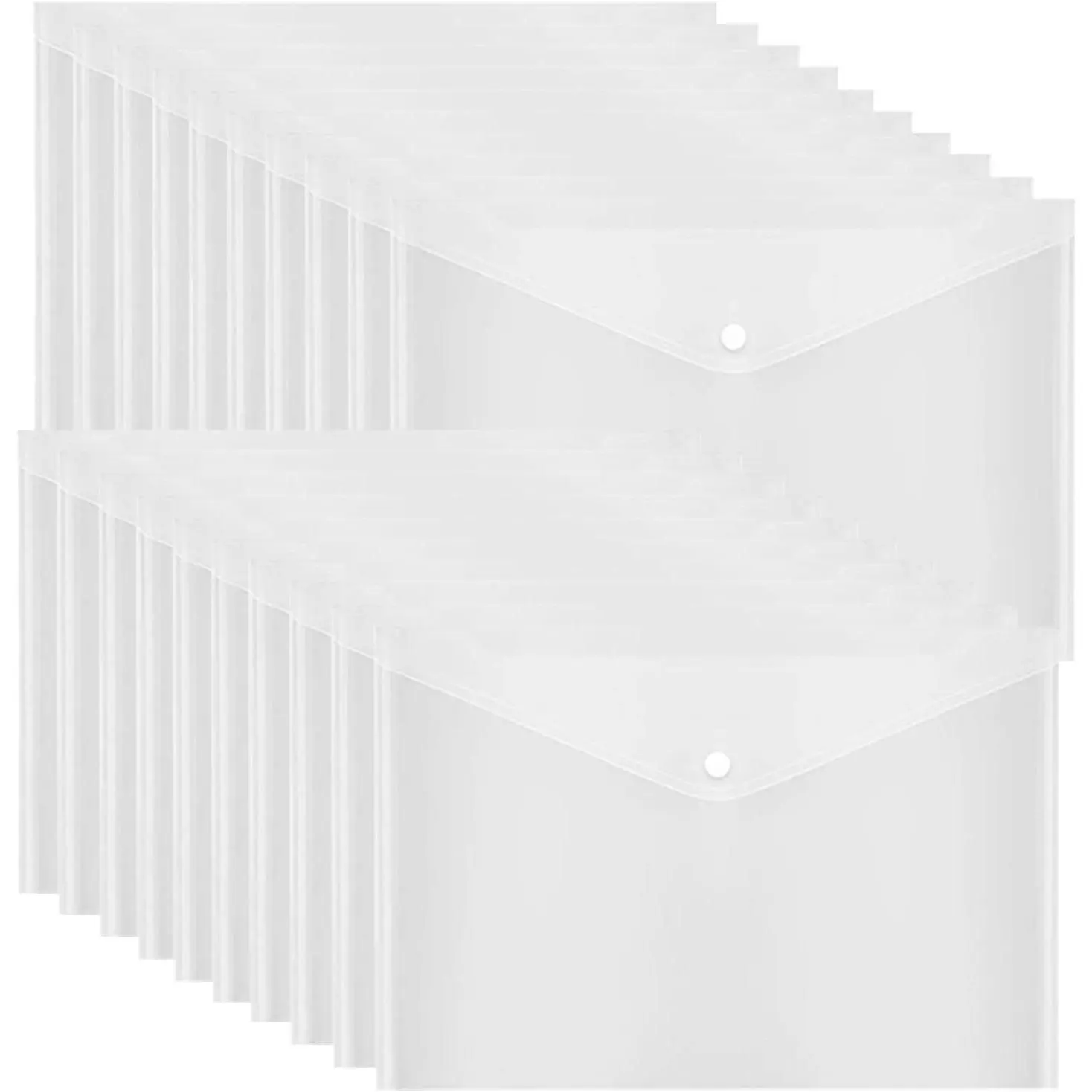 20 Pcs Clear Plastic Envelope with Snap Button Closure, Plastic Waterproof Envelope File Folder, Transparent Folders for Documents, Letter Size, A4 Size, for School and Office Supplies
