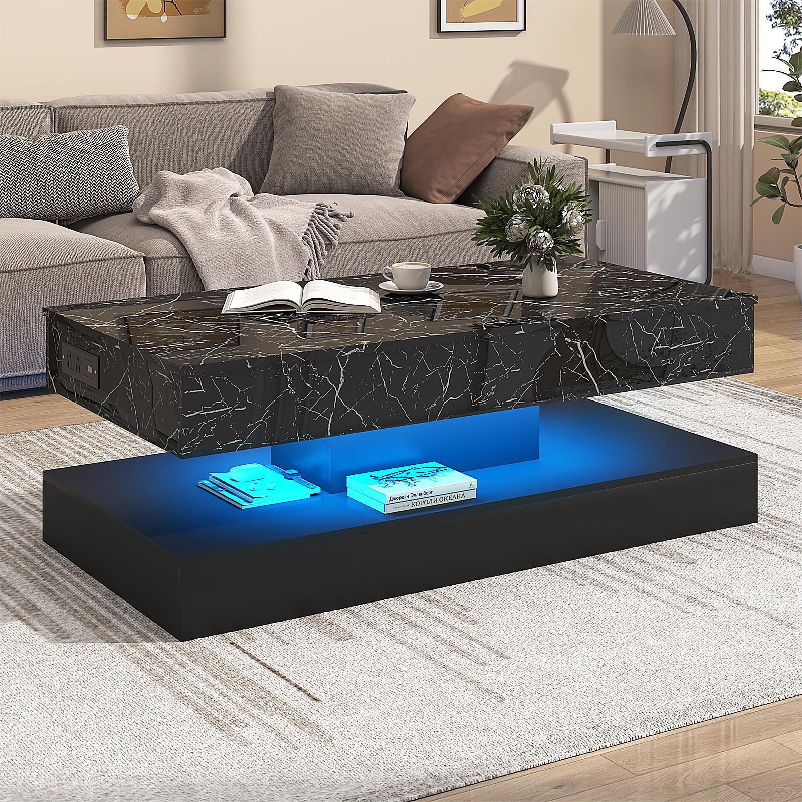 39.4"/47.2" Large Lift Top Coffee Table,Modern High Glossy LED Coffee Tables for Living Room with Storage,Black Living Room Tables for Living Room,Dining Room,Bedroom Home Office,APP LED Lights(Black/white) 39.4"/47.2" Large Lift Top Coffee Table,Modern High Glossy LED Coffee Tables for Living Room with Storage,Black Living Room Tables for Living Room,Dining Room,Bedroom Home Office,APP LED Lights(Black/white)