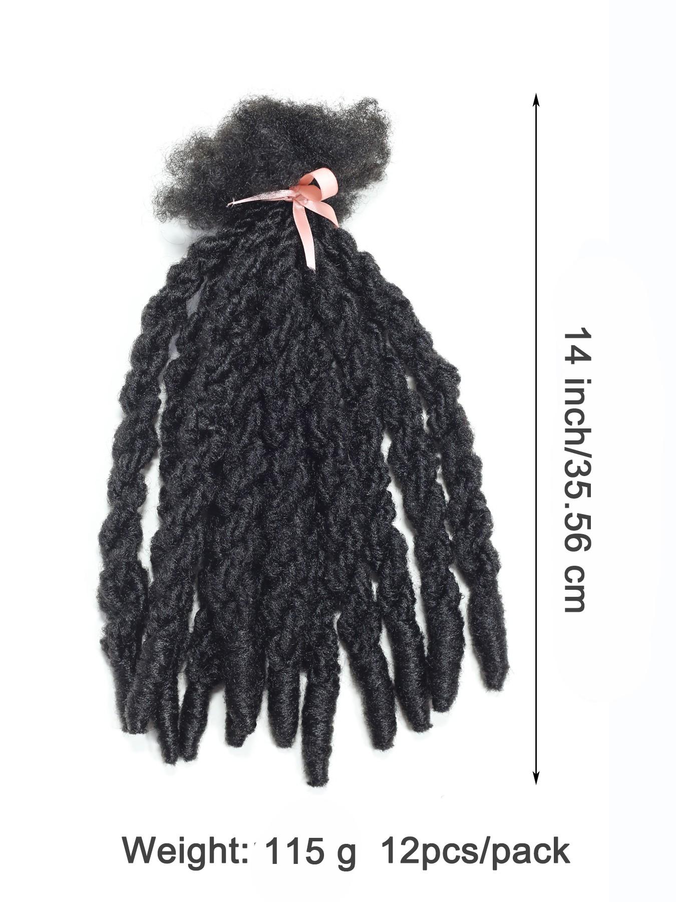 Double Twist Men's Crochet Hair Extensions, 14 Inches, 12 Pieces, Lemon Braid Style, Stylish and Versatile Hair Accessories