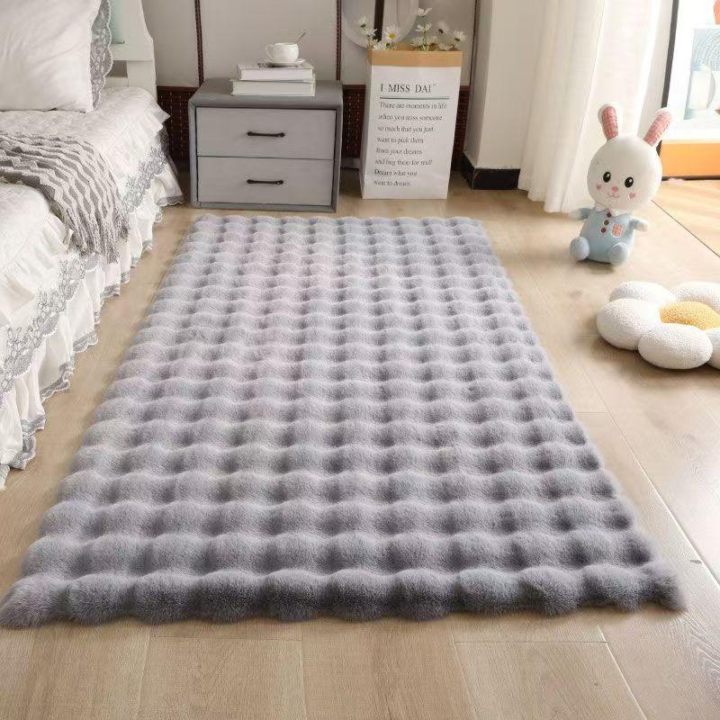 1pc Modern Home Comfortable Soft Bubble Velvet Carpet, Durable Wear-Resistant, Suitable for Bedroom Living Room Study Bedside Multi-Scene Mat, Soft Area Rug